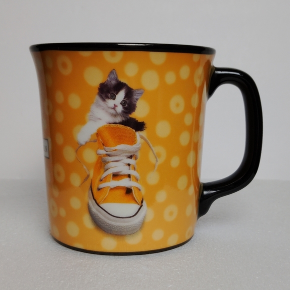 Keith Kimberlin Kitten In A Converse Black ~ Yellow Ceramic  Coffee Mug - Picture 1 of 7